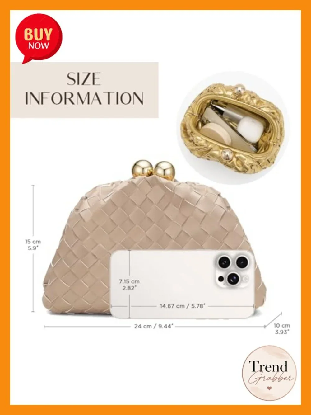 Woven Faux Leather Evening Clutch Purse with Detachable Chain Strap